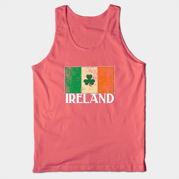 Irish Flag Shamrock Distressed Design Tank Top by PsychoDynamics